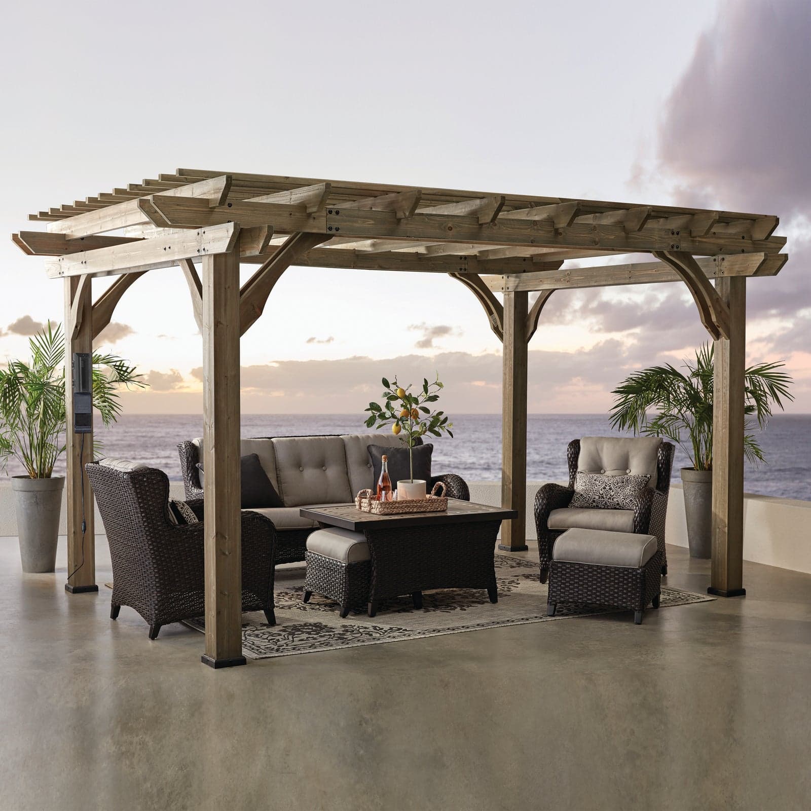 Pergola Aspen 10×10 — cèdre massif noyer